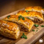 Blätterteig gefüllt mit Hackfleisch und Käse