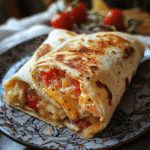 Einfacher Frühstückswrap mit Ei, Käse und Tomaten