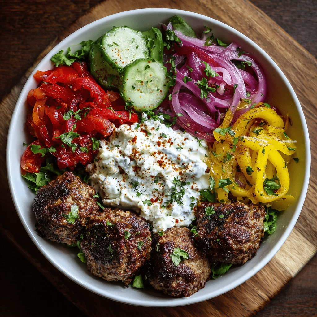 Griechische Fleischbällchen Bowl
