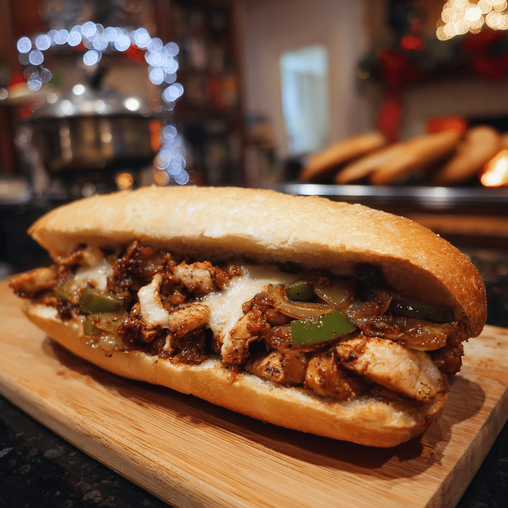 Hähnchen-Cheesesteak-Sandwich
