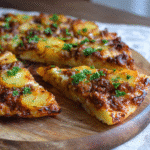 Kartoffelpizza mit Hackfleisch