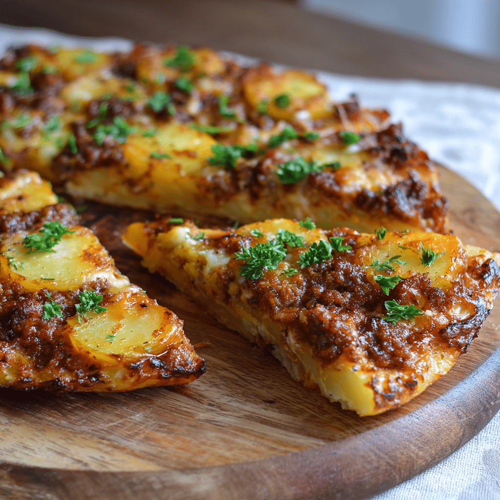 Kartoffelpizza mit Hackfleisch