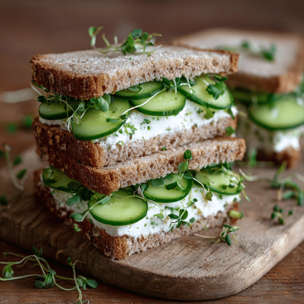 Mozzarella-Gurken-Sandwich mit Kresse