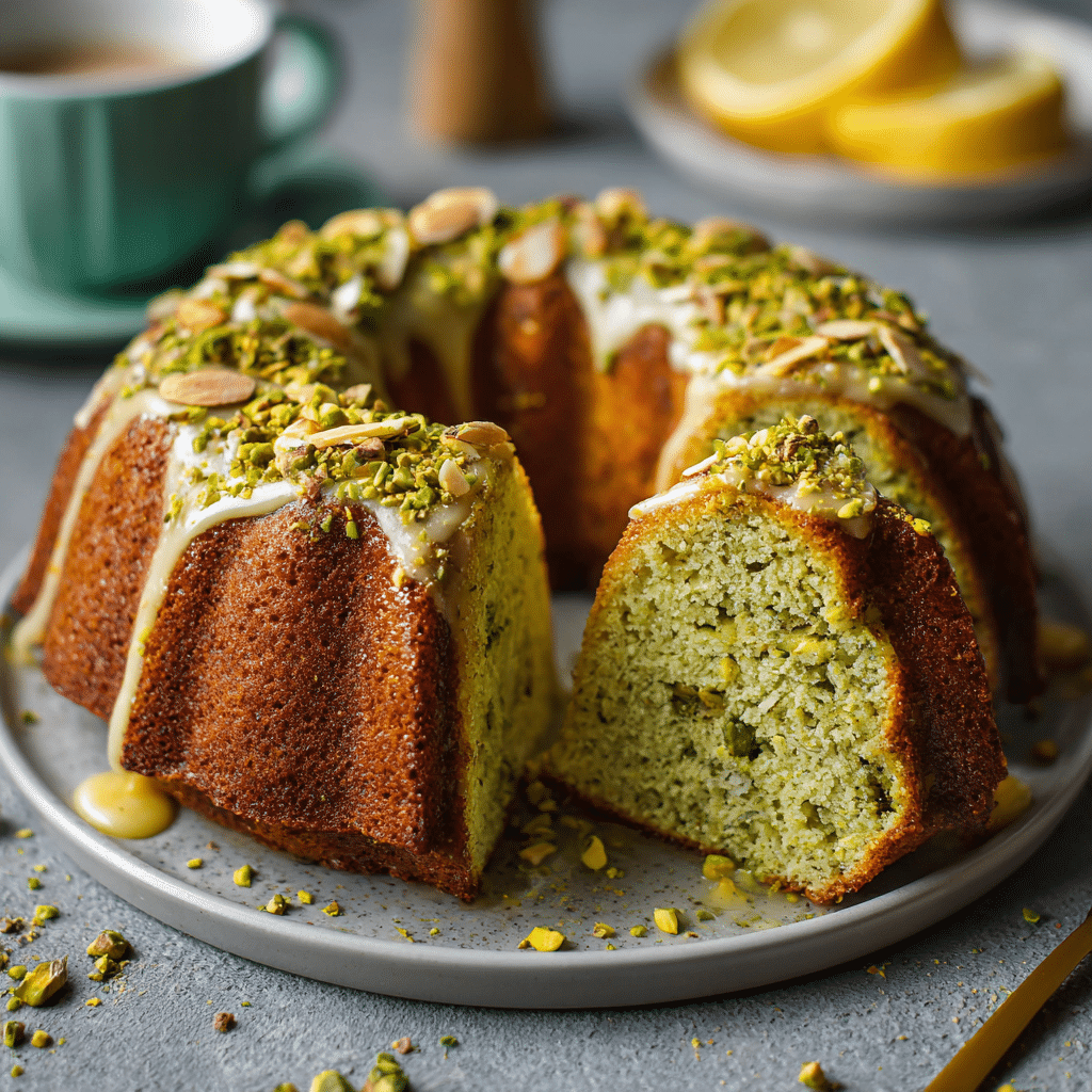 Pistazienkuchen mit Zitrone 