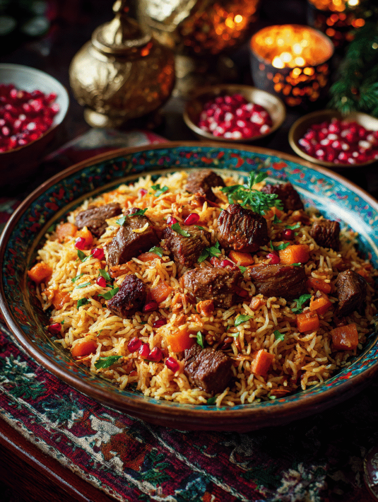 Plov Rezept Ein festliches Reisgericht mit Fleisch und Gewürzen