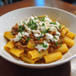 Rigatoni in Hack-Feta-Creme