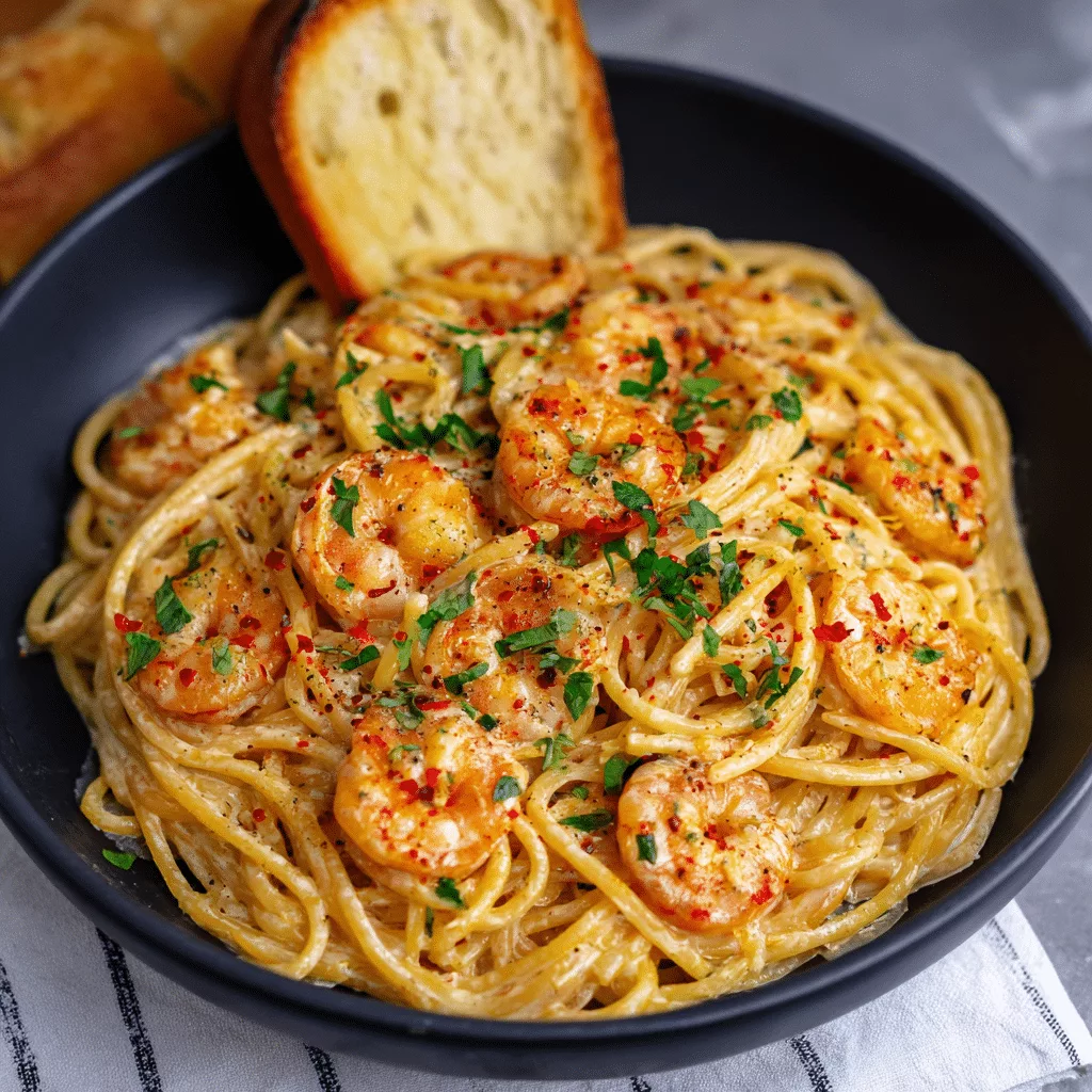 Spaghetti mit Garnelen in Frischkäsesoße