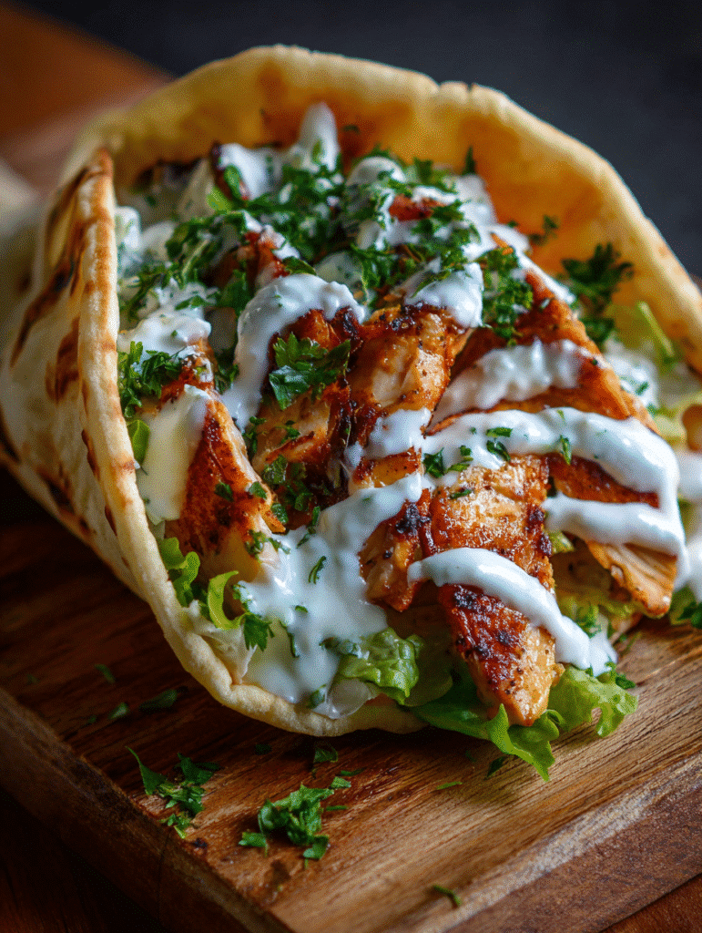 Geröstetes Hähnchen Shawarma Gyros
