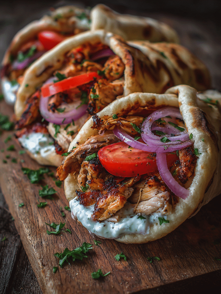 Geröstetes Hähnchen Shawarma Gyros