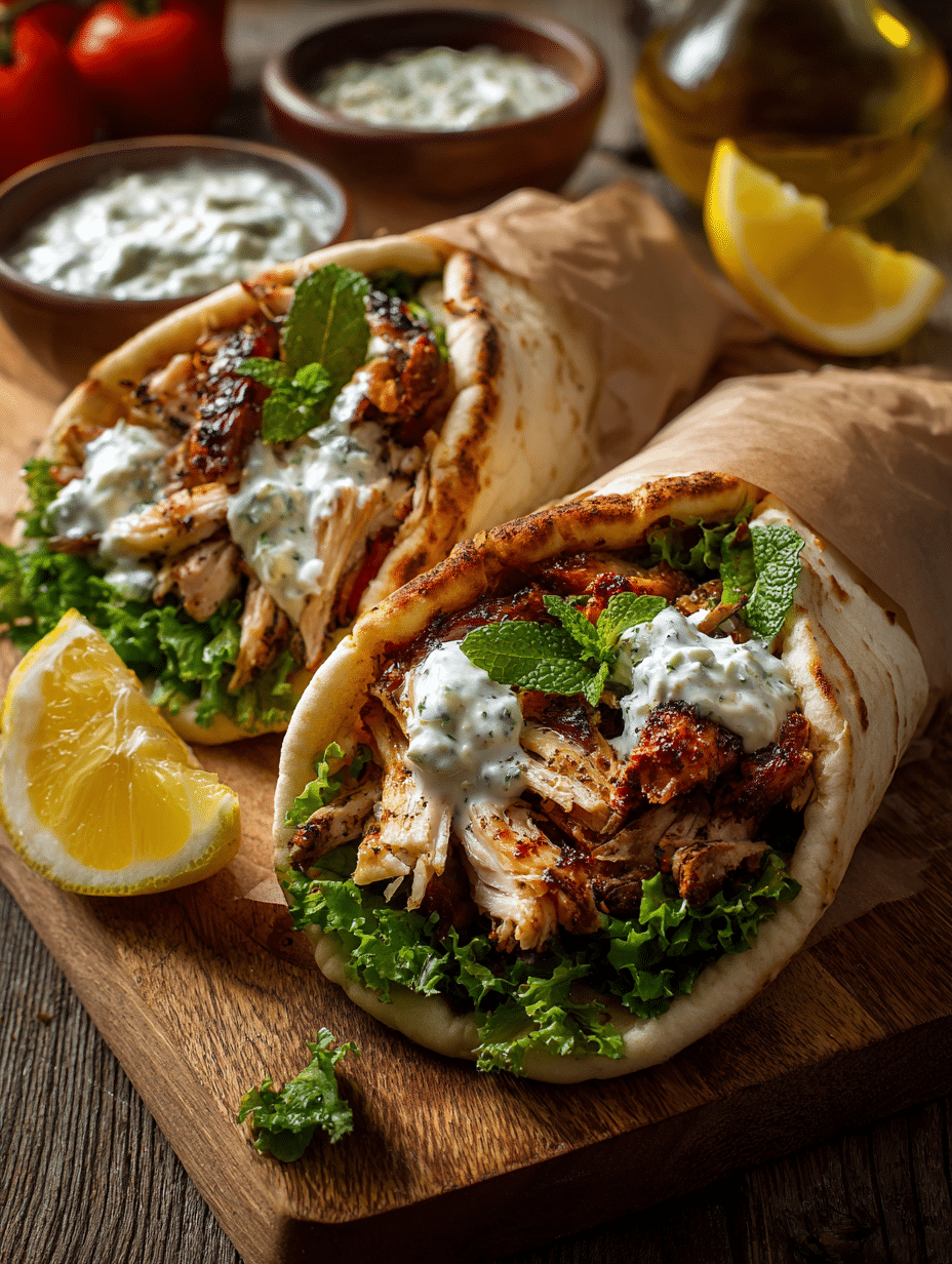 Geröstetes Hähnchen Shawarma Gyros