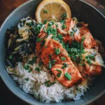 Gesunde Lachs Bowl mit Reis