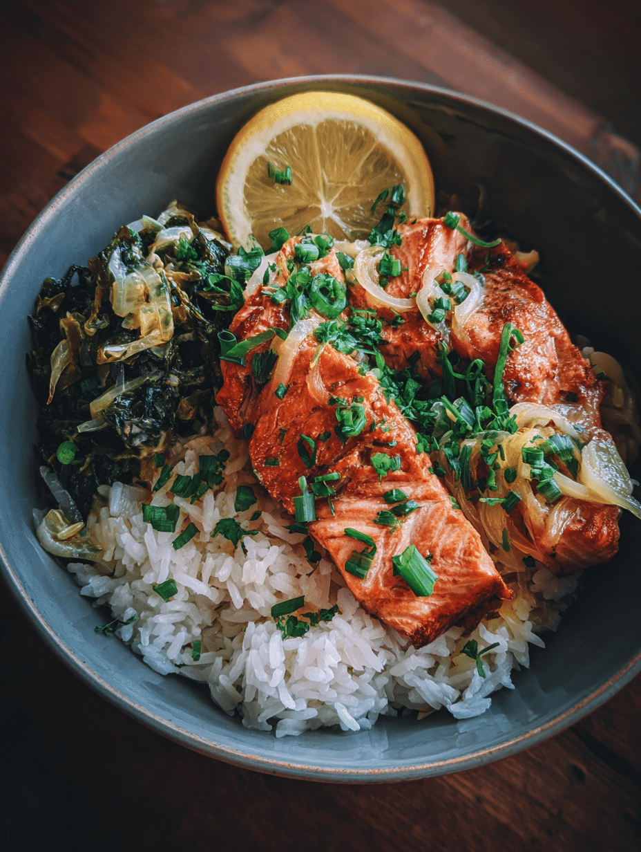 Gesunde Lachs Bowl mit Reis
