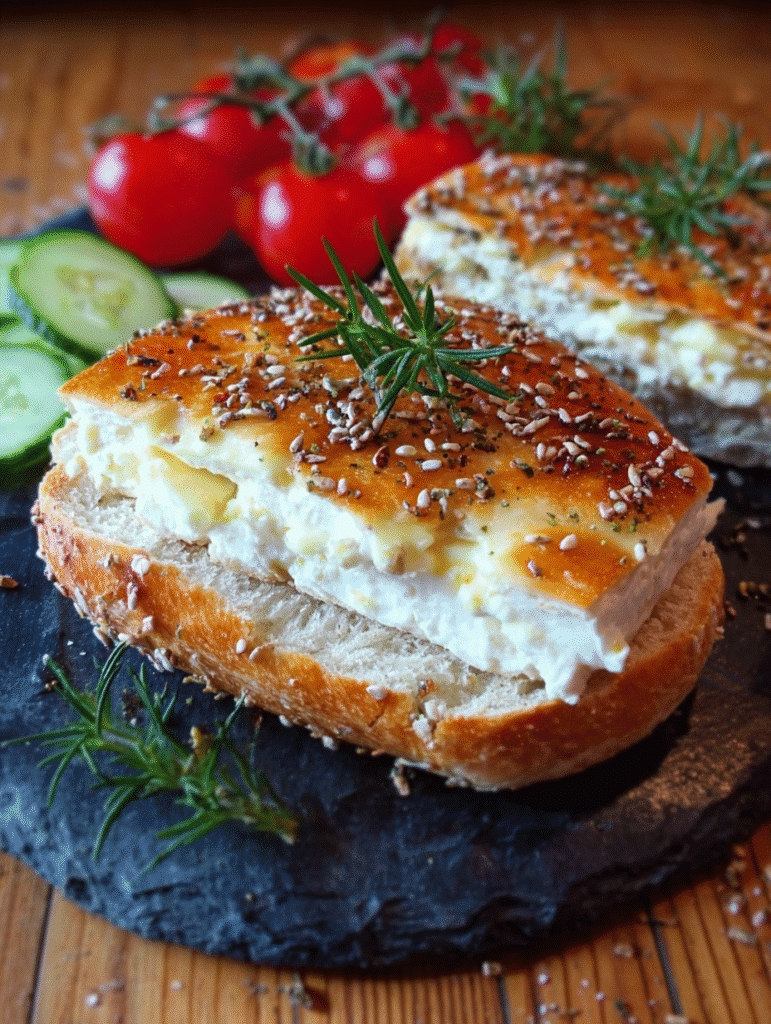 Heißer Fetakäse im Fladenbrot