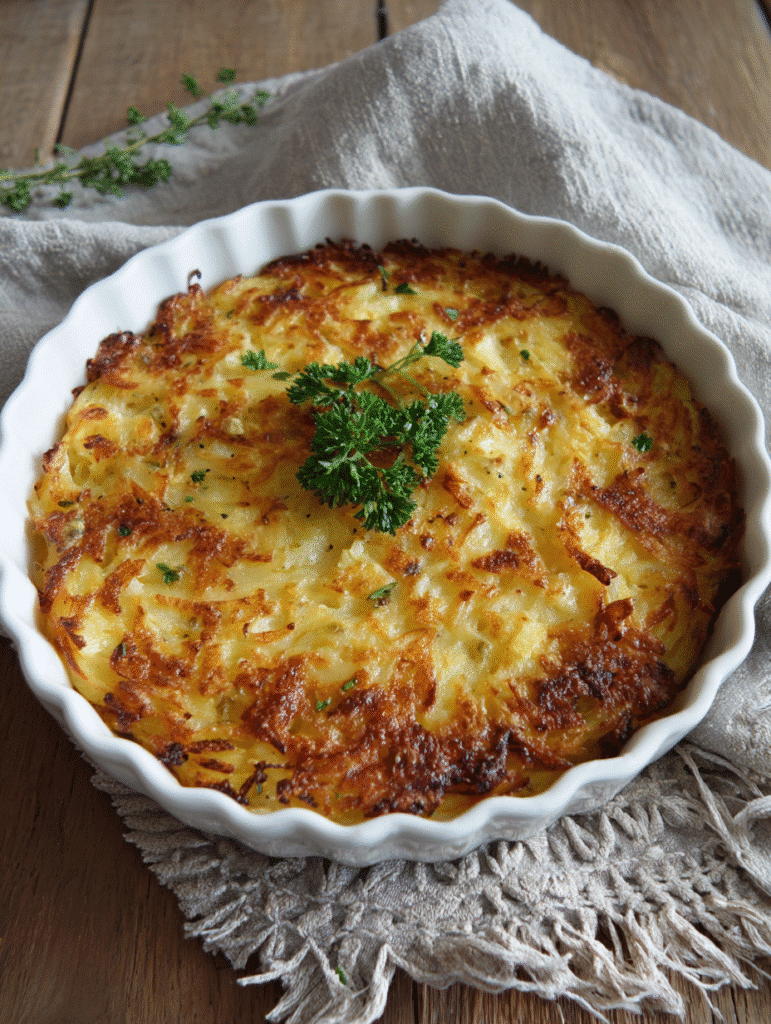 Hüttenkäse Kartoffelrösti Auflauf