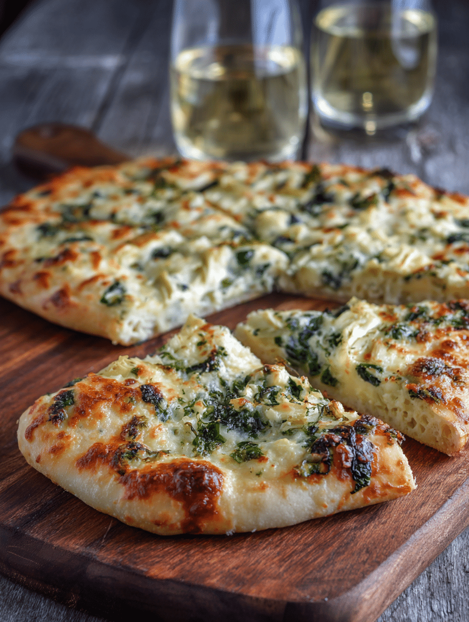 Käse-Spinat-Artischocken-Fladenbrot