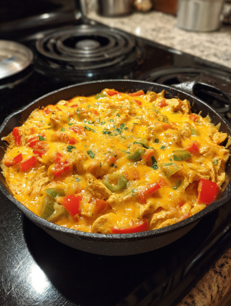 Käsiger Fajita Hähnchen Auflauf