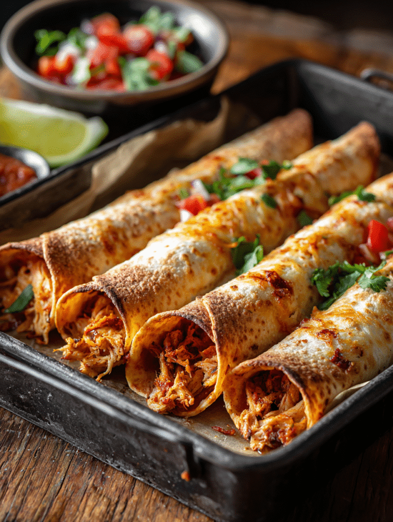 Knusprige Huhn Taquitos Ofen