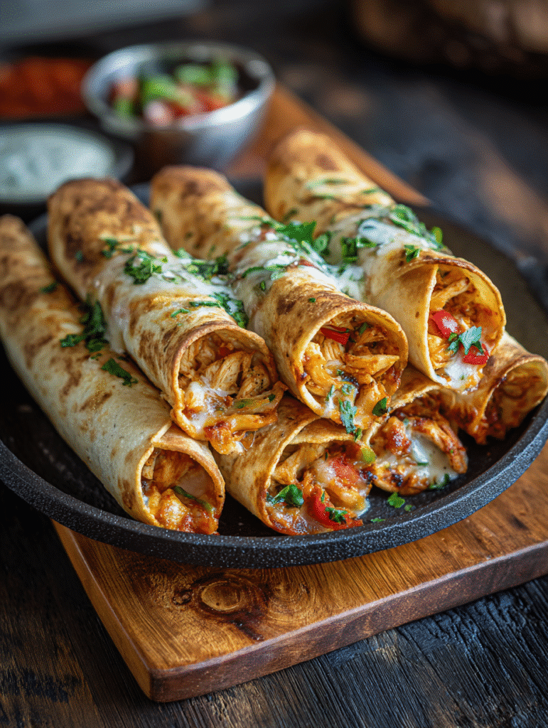 Knusprige Huhn Taquitos Ofen