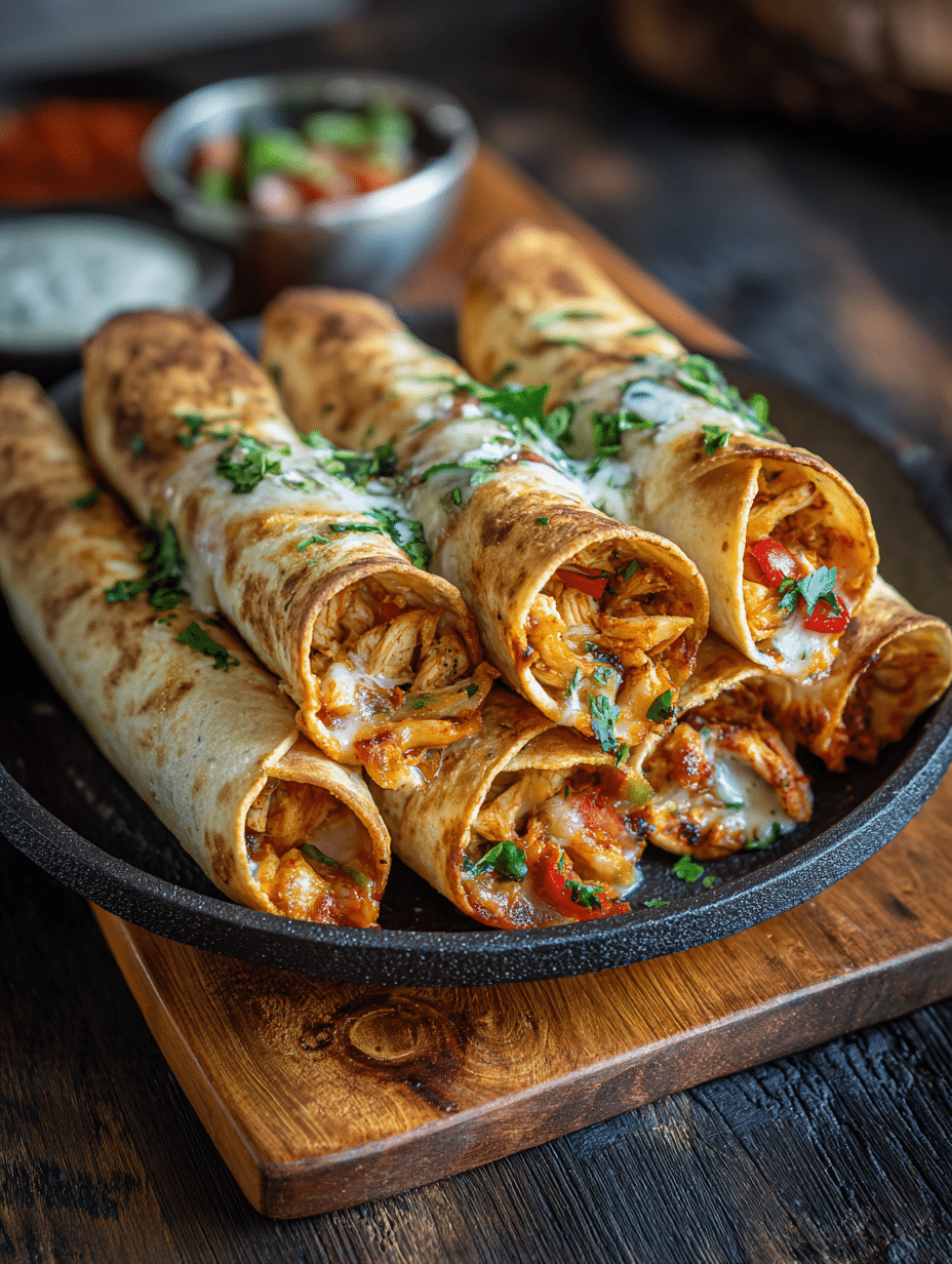 Knusprige Huhn Taquitos Ofen