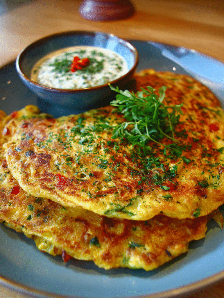 Leckerer Gemüseschmarrn mit Kräuterdip