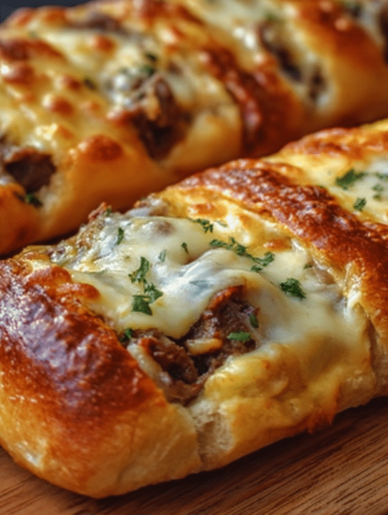 Philly Cheesesteak Gefüllte Käsebrotstangen
