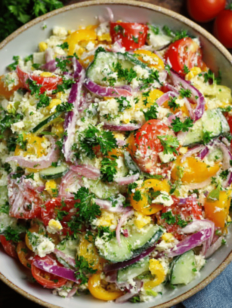 Über-Nacht-Salat mit cremigem Dressing