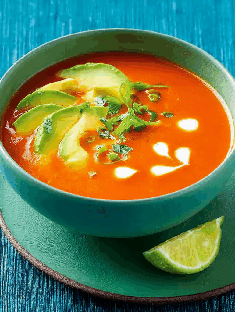 Tomaten-Chili-Suppe mit Avocado