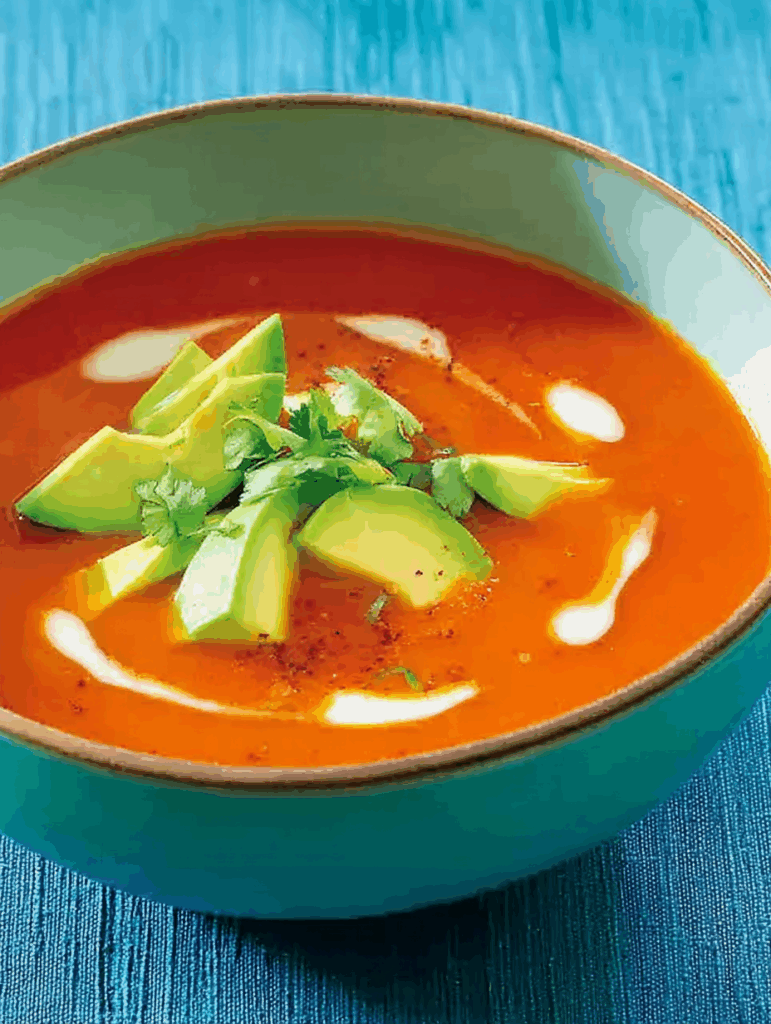 Mexikanische Tomatensuppe mit Avocado und Chili