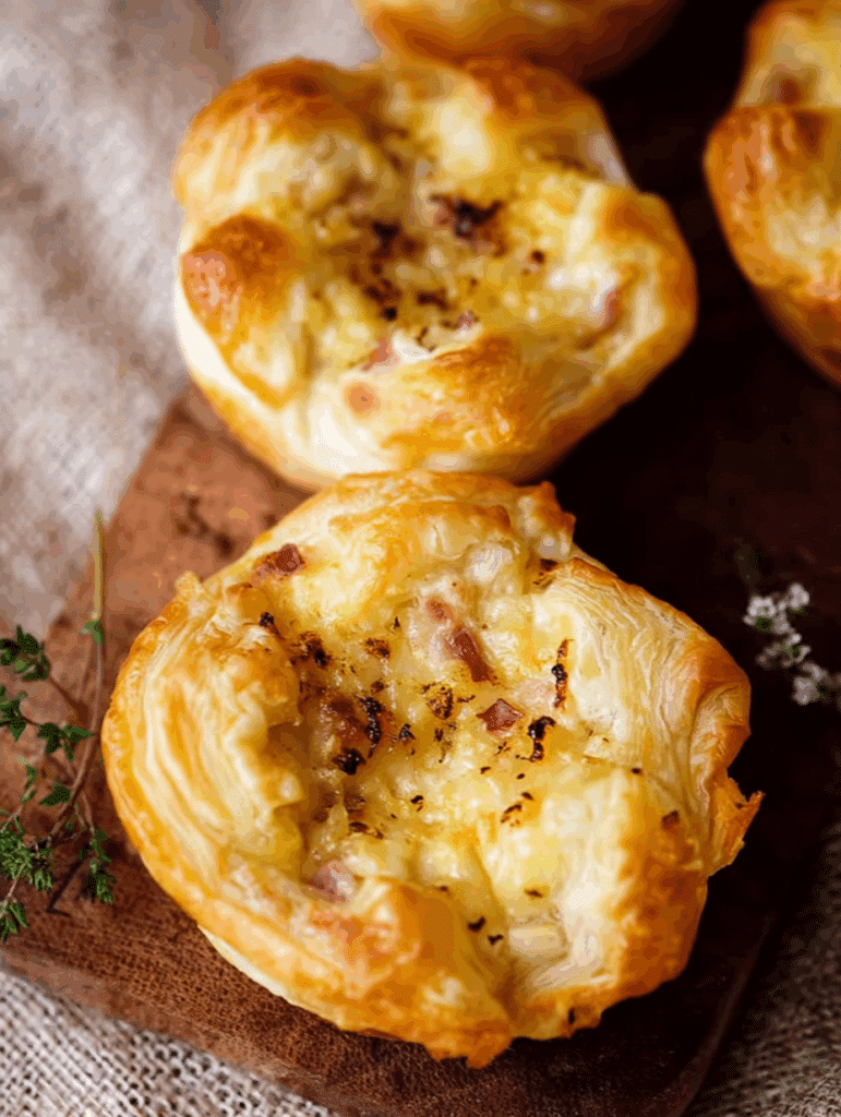 Zwiebelkuchen-Muffins mit Blätterteig