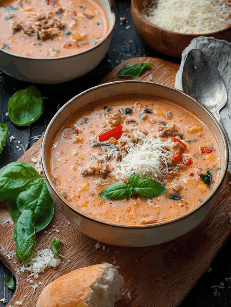 Pizzasuppe Rezept mit Hackfleisch