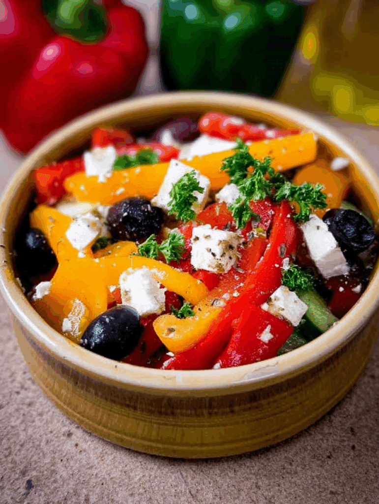 Paprika-Feta-Salat ganz einfach