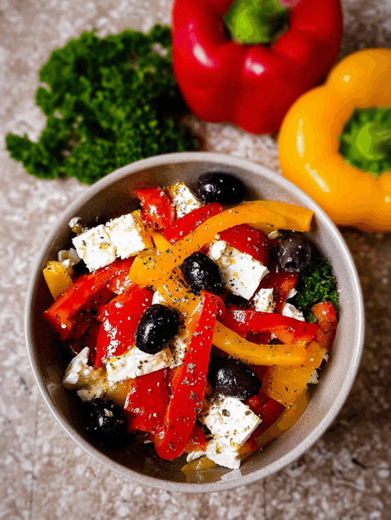 Paprika-Feta-Salat ganz einfach