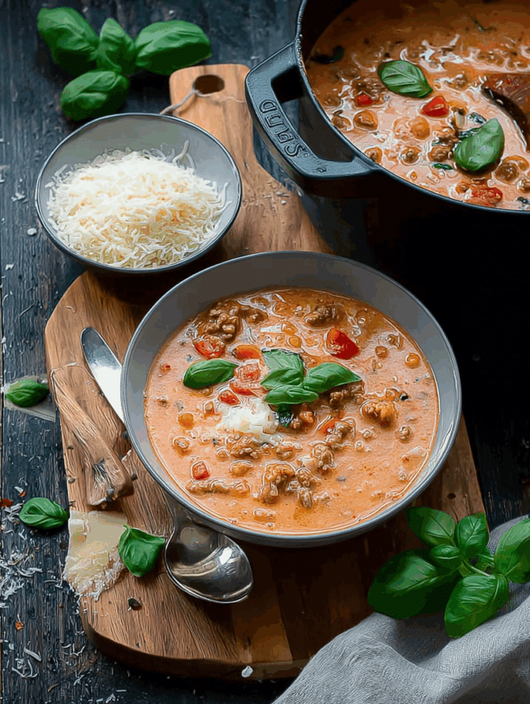 Pizzasuppe Rezept mit Hackfleisch