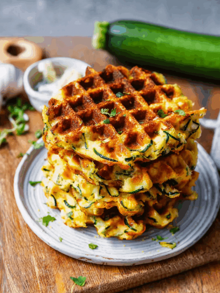 Zucchiniwaffeln mit Cheddar