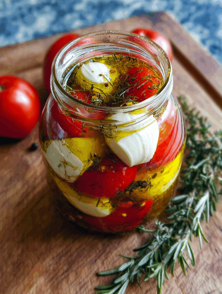 Eingelegter Mozzarella mit Tomaten