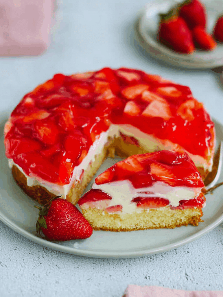 Erdbeerkuchen mit Pudding