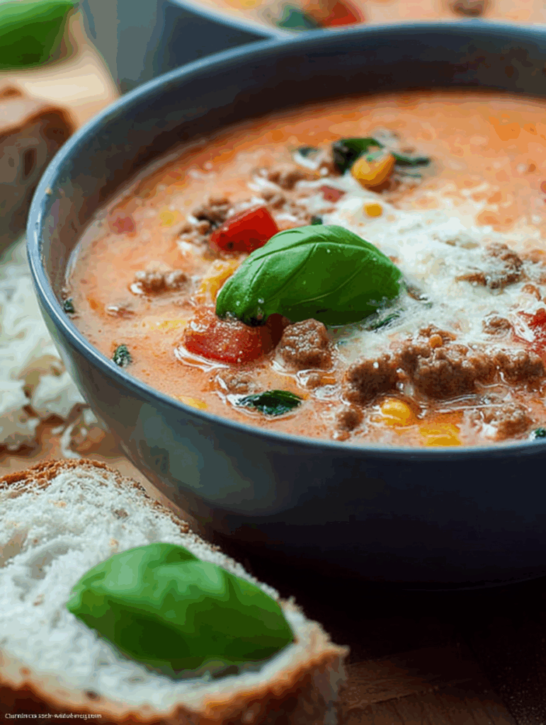 Pizzasuppe Rezept mit Hackfleisch