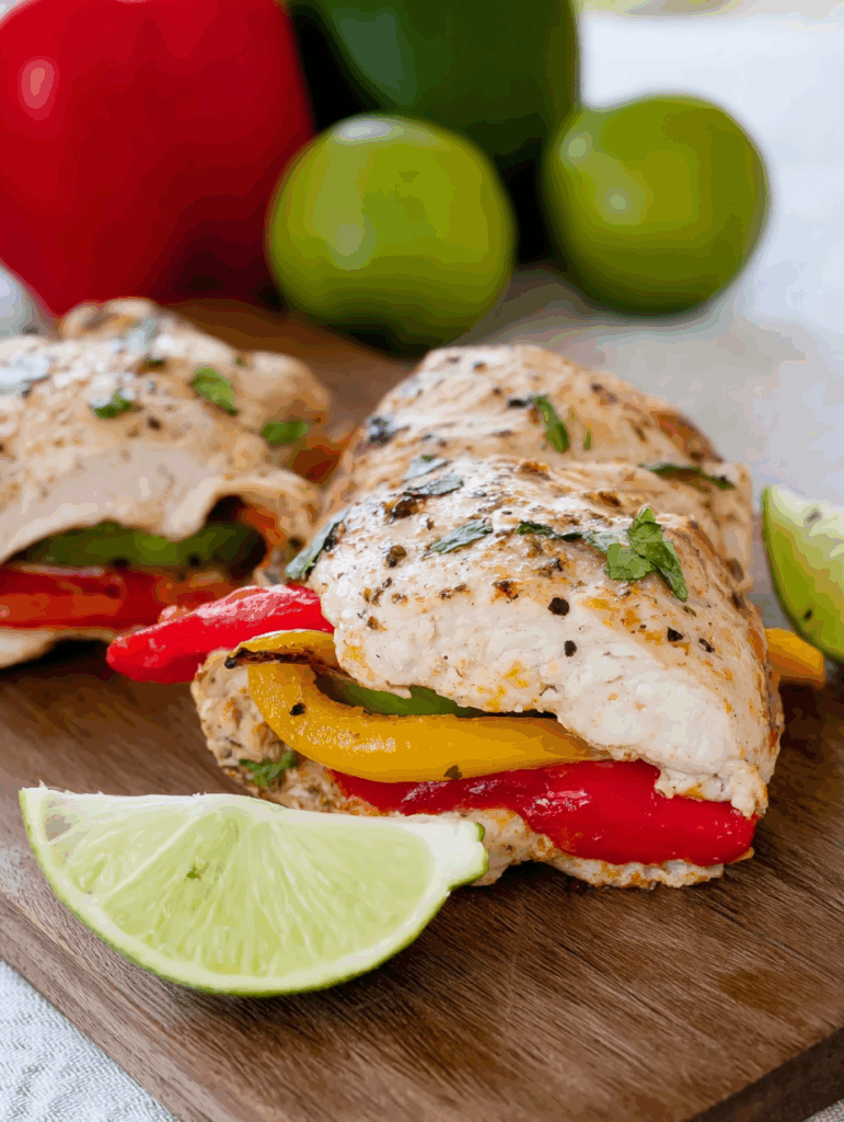 Schnelle Low Carb Hähnchen Fajita Röllchen mit Paprika