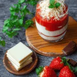 Spaghetti-Eis-Dessert im Glas