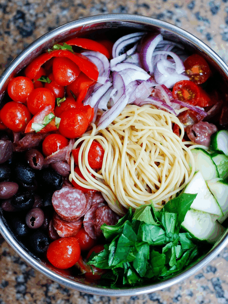 Spaghettisalat schnell gemacht