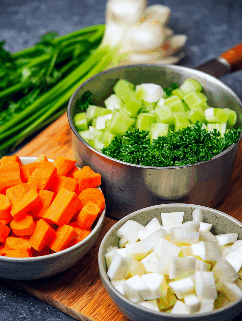 Suppengemüse zubereiten