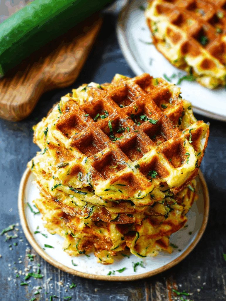 Zucchiniwaffeln mit Cheddar