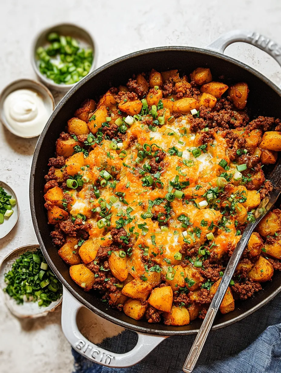 Kartoffelpfanne mit Hackfleisch und Zwiebeln