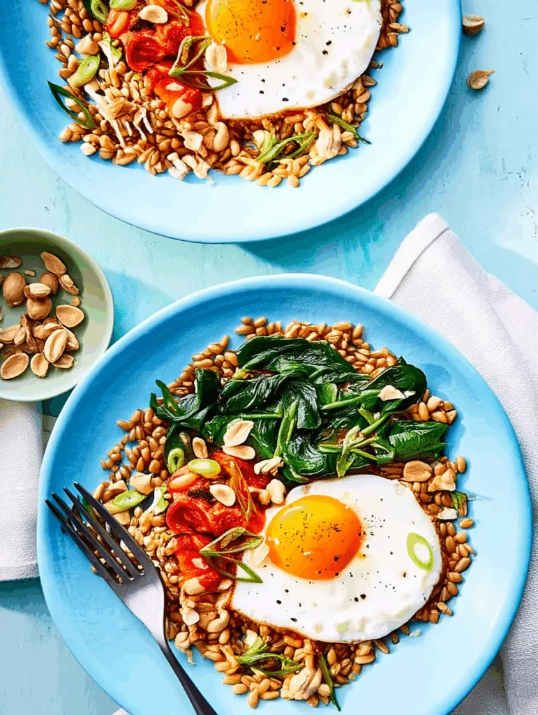 Spinat-Ei-Bowl mit Getreide - Gesundes High Protein Frühstück