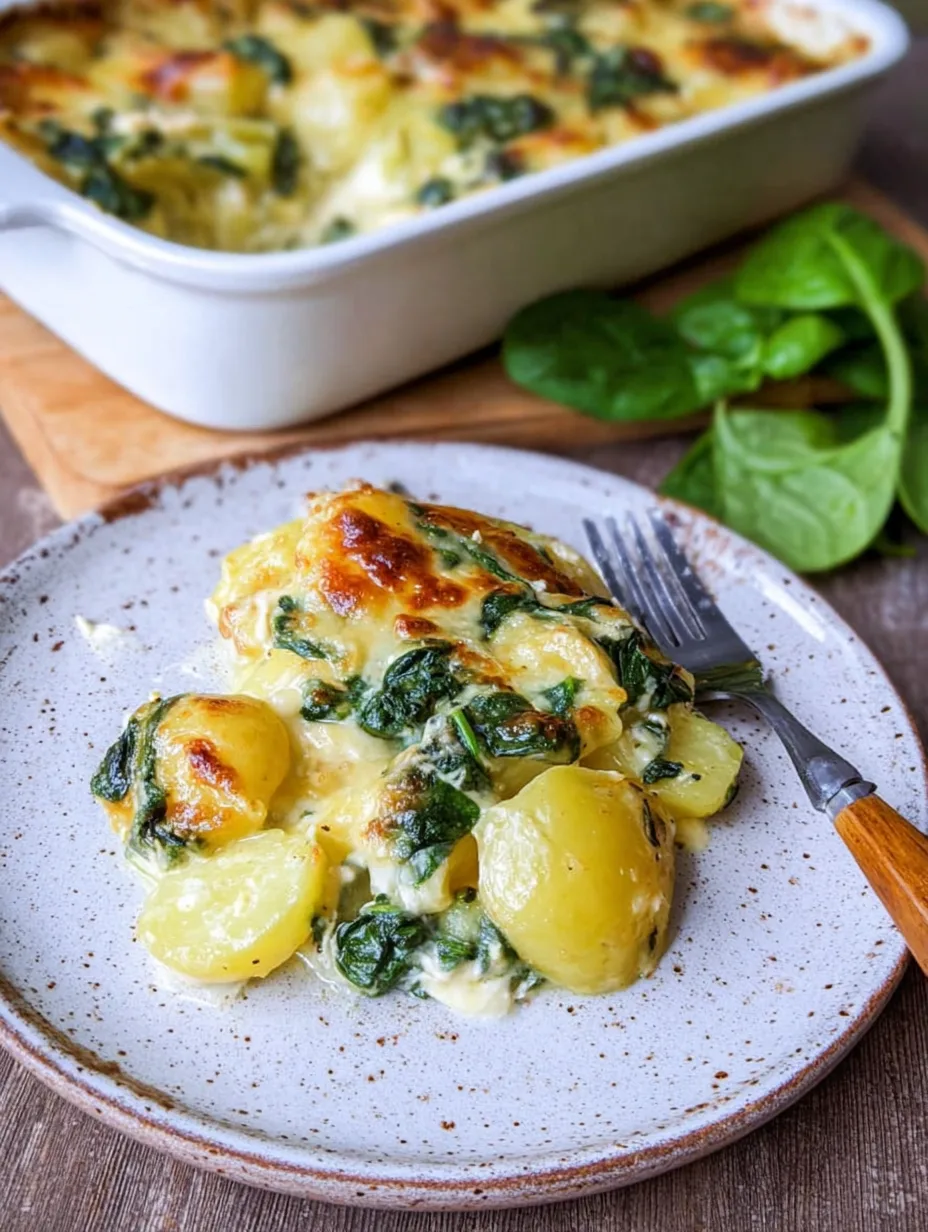 Kartoffelauflauf mit Spinat & Feta