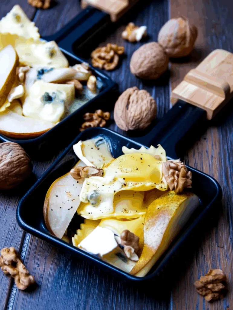 Ravioli-Raclette mit Gorgonzola, Birne & Walnüssen