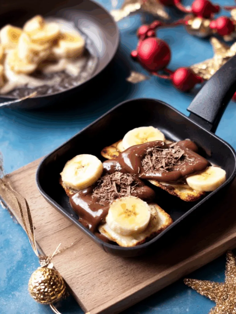 Süßes Raclette Pfännchen mit Banane und Schokolade