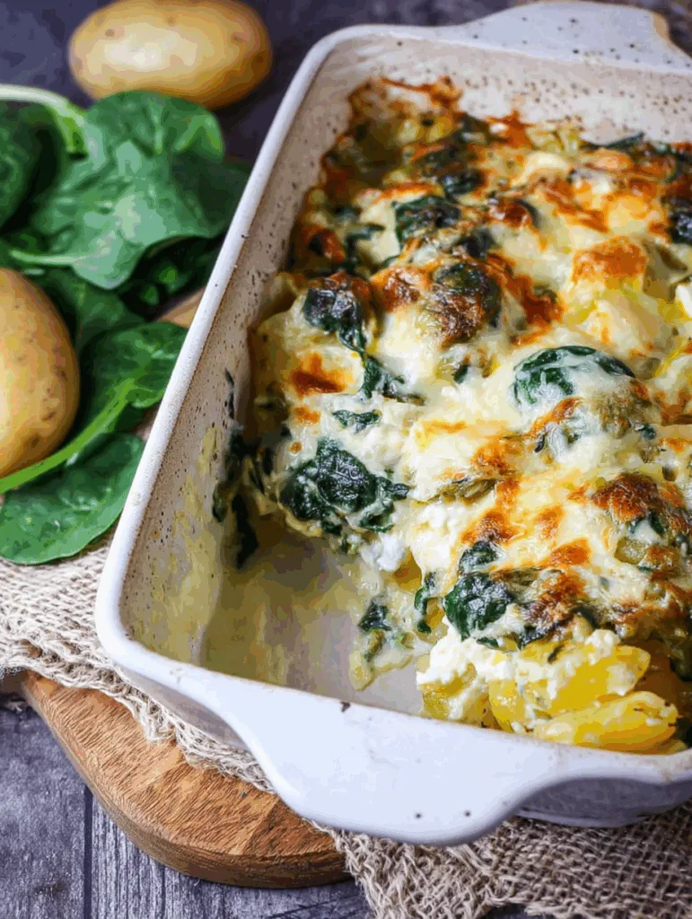 Kartoffelauflauf mit Spinat & Feta
