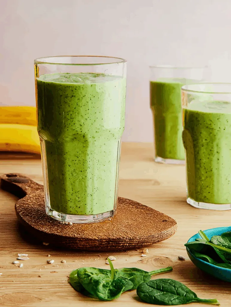 Spinat-Erdnussbutter-Bananen-Smoothie - High Protein Frühstück