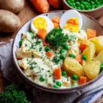 Omas cremiges Eierragout mit Senfsoße & Gemüse